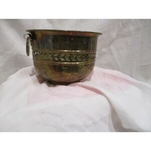 Brass Bowl, ring‎ handles made in India planter midcentury centerpiece catchall